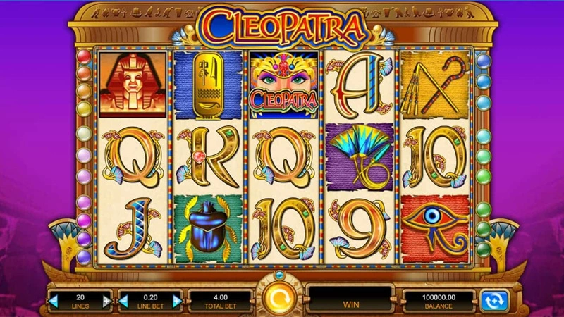 Cleopatra Base Game - 5 reels and 20 paylines with Egyptian symbols